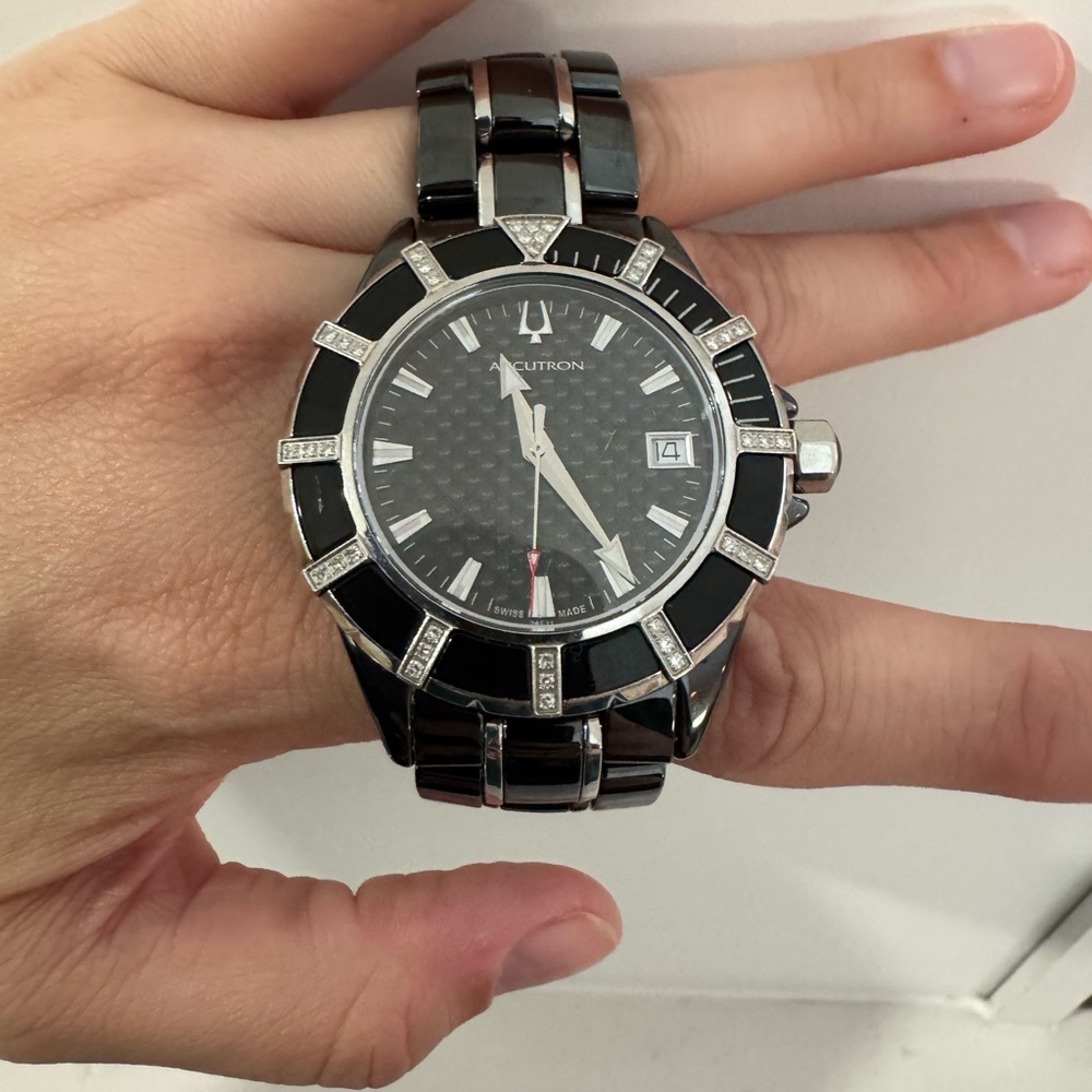Bulova Accutron Mirador Ceramic Diamond Diver Watch 28E11 Swiss Made Read Desc